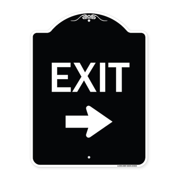 Parking Lot Exit Right Arrow Heavy-Gauge Aluminum Architectural Sign, 18" L, 24" H, BW-1824-23421